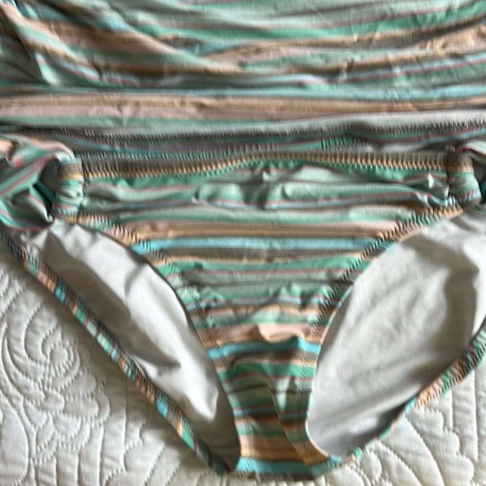Lands' End Green and Pink Striped Tankini - Picture 5 of 11